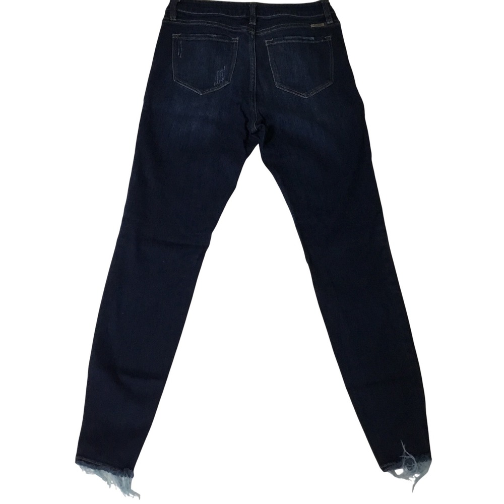 KanCan Jeans Womens Dark Wash High Rise Skinny Jeans Distressed Raw Hem Size 9 - Picture 6 of 8